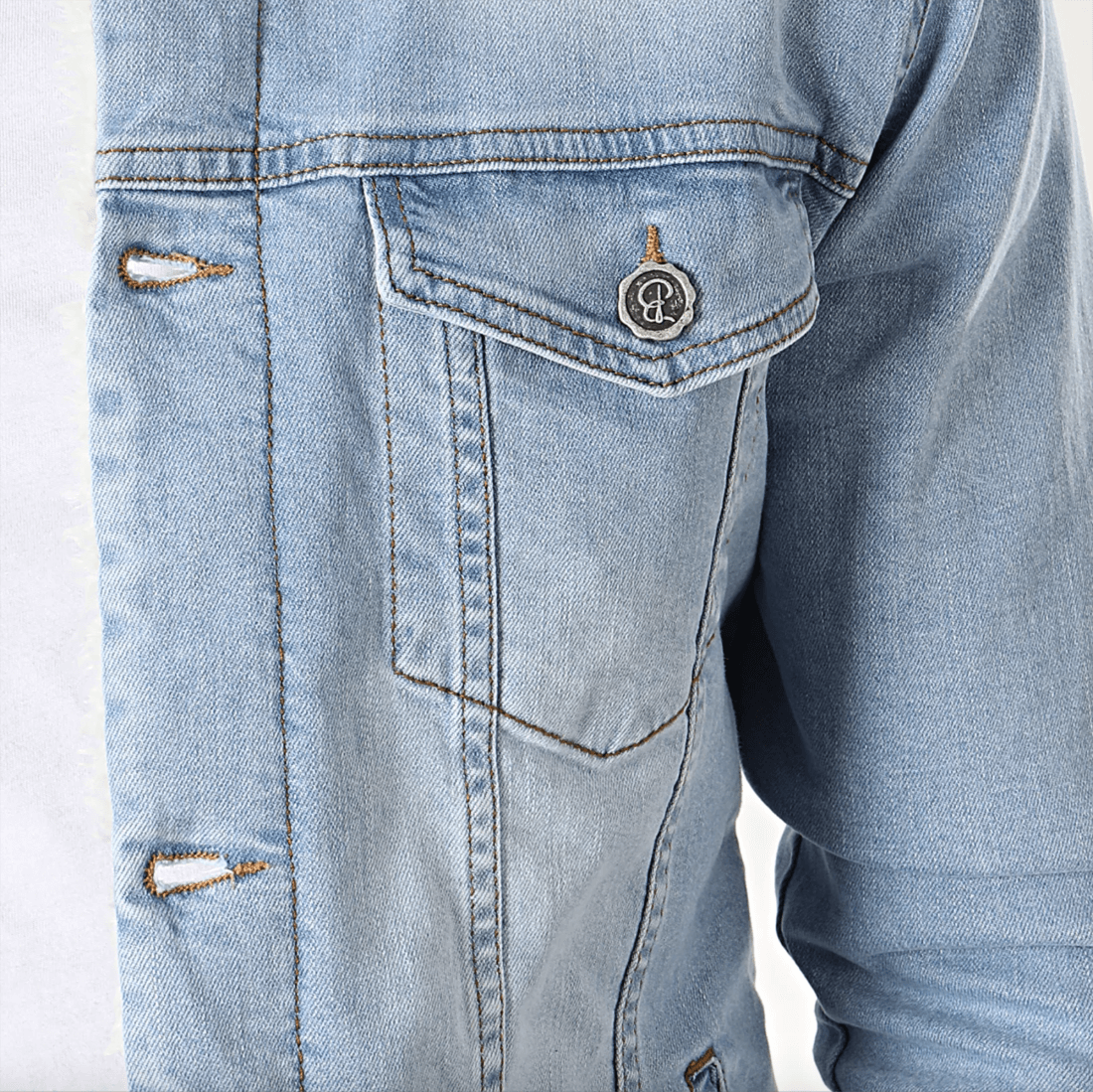 Men’s Blue Wash Denim Jacket – Casual Lightweight Outerwear - Image 3