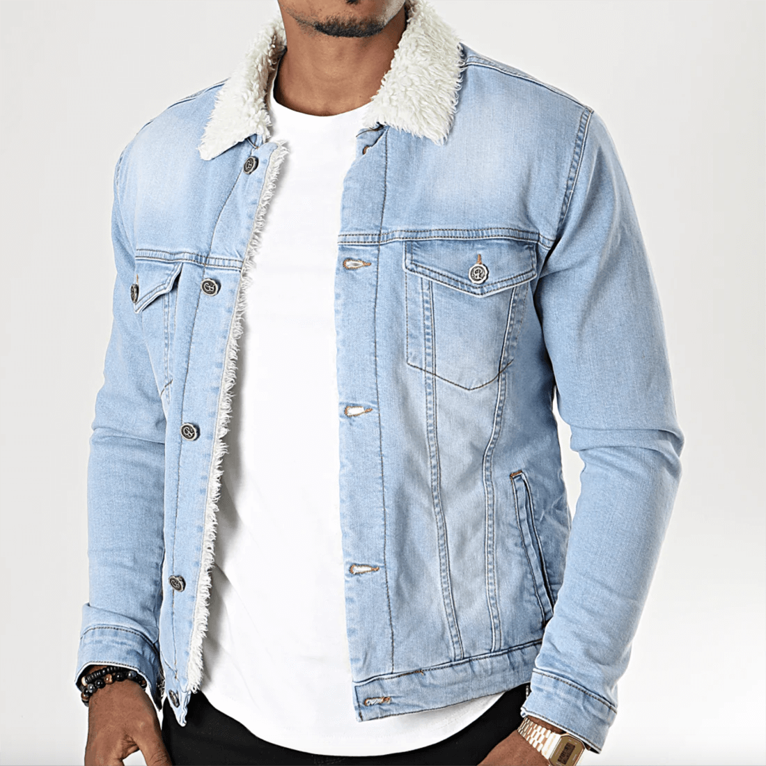 Men’s Blue Wash Denim Jacket – Casual Lightweight Outerwear